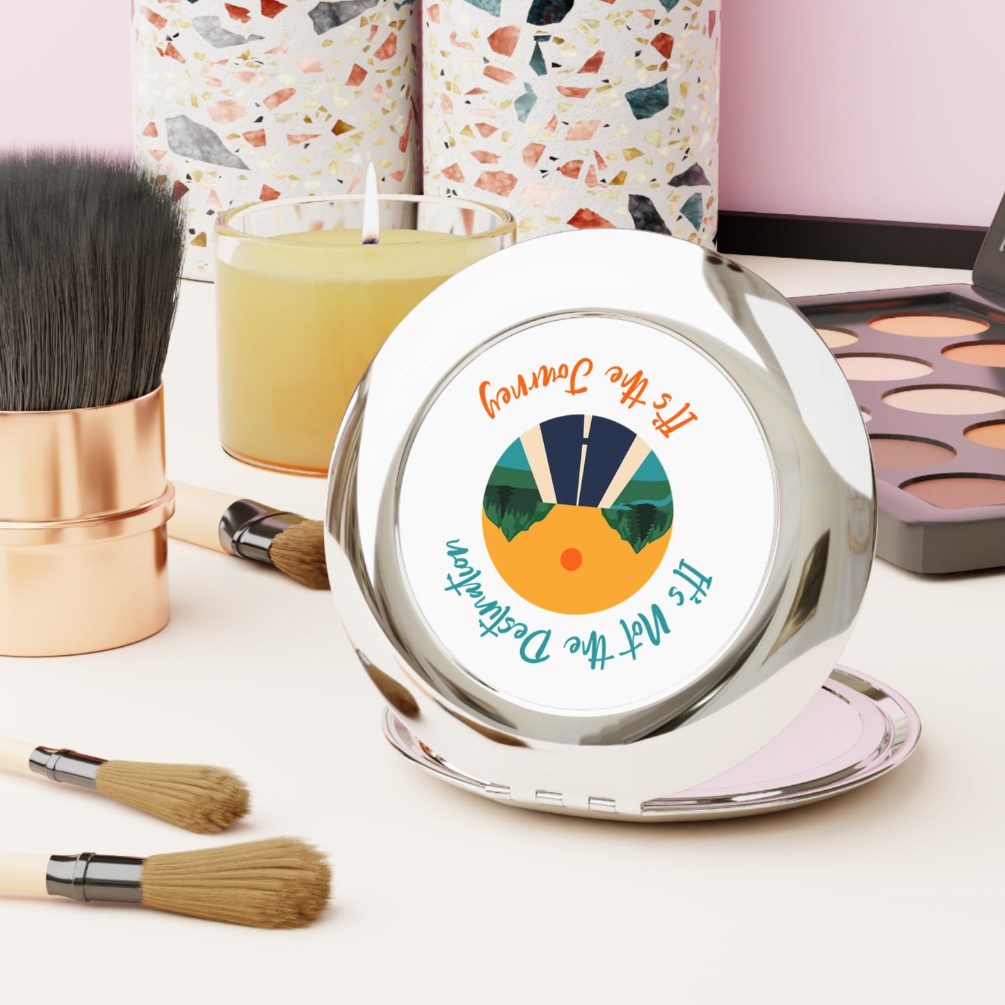 It's Not The Destination It's The Journey Compact Travel Mirror