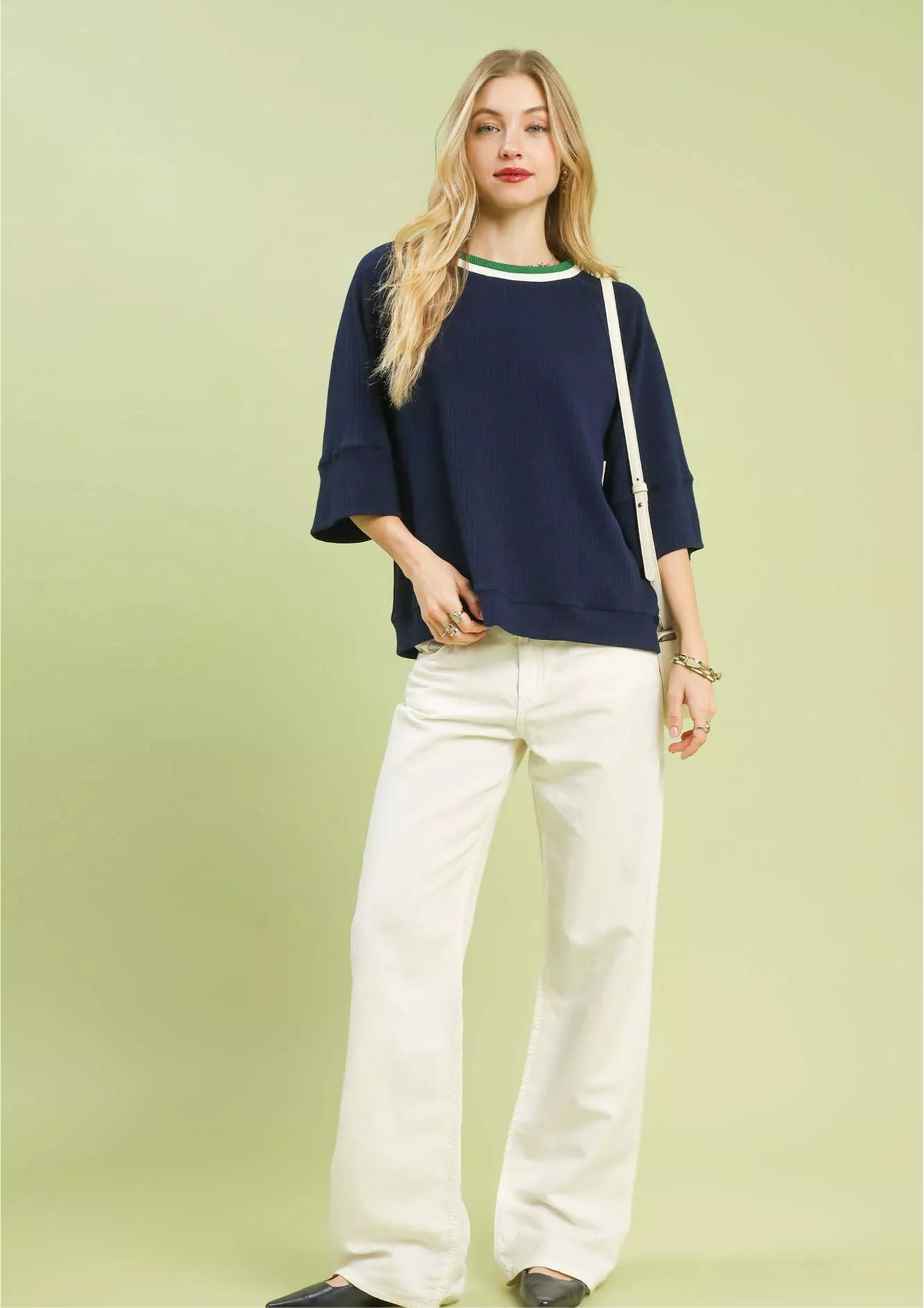 Ribbed Knit Top with Contrast Trim