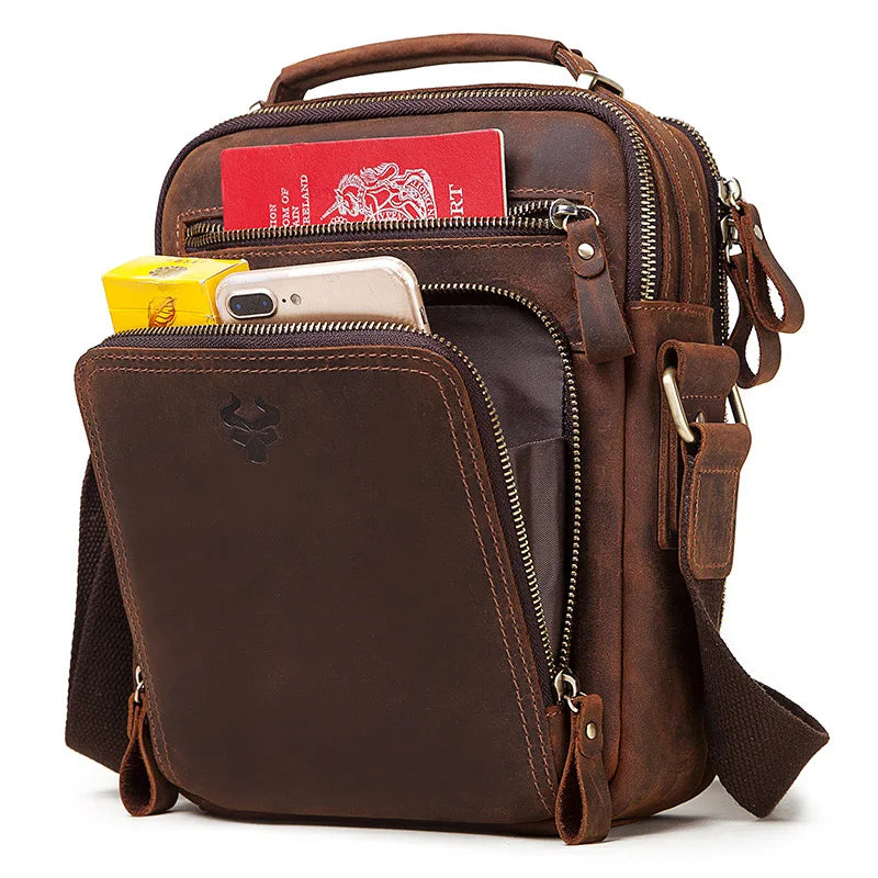 Genuine Leather Men's Vintage Shoulder Bag