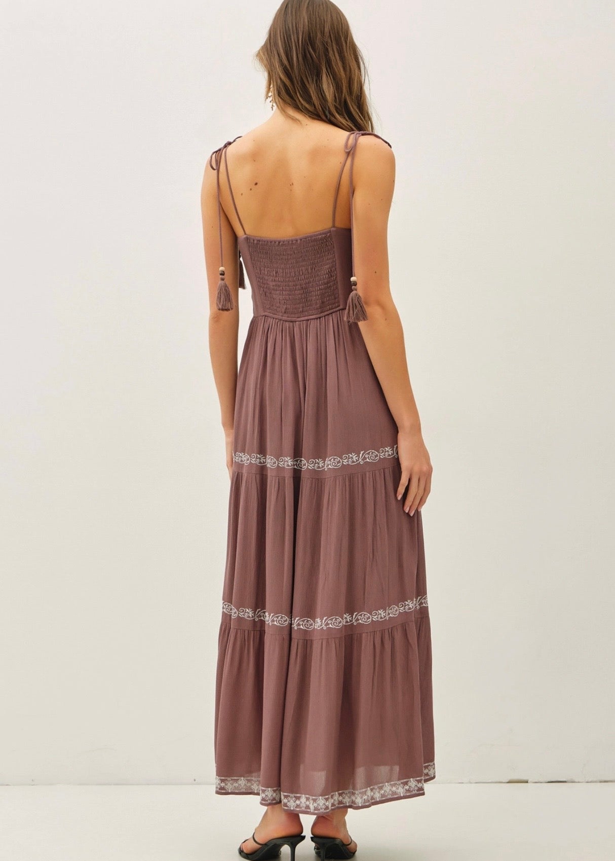 Embroidery Tiered Maxi Sun Dress
