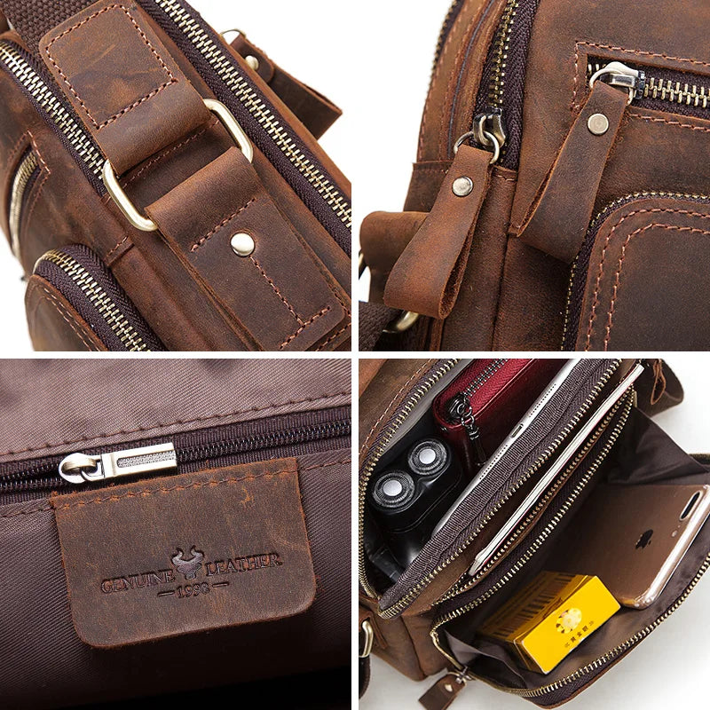 Genuine Leather Men's Vintage Shoulder Bag