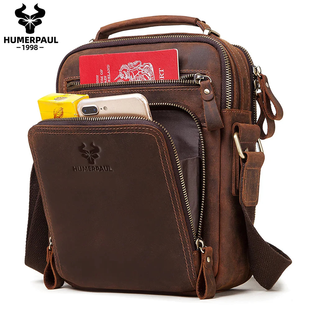 Genuine Leather Men's Vintage Shoulder Bag