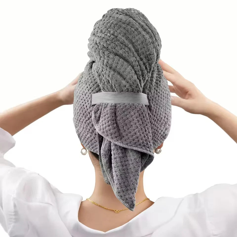 Water Absorbent Microfiber Wrap Towel with Elastic Strap