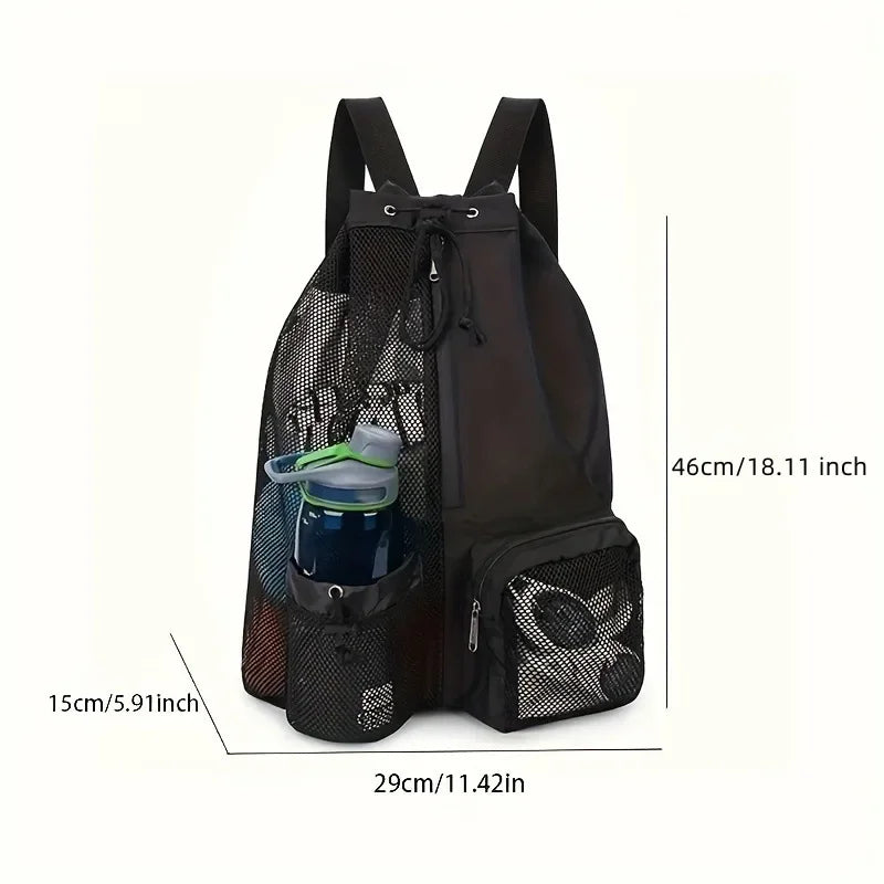 Mesh Drawstring Swim Backpack Bag