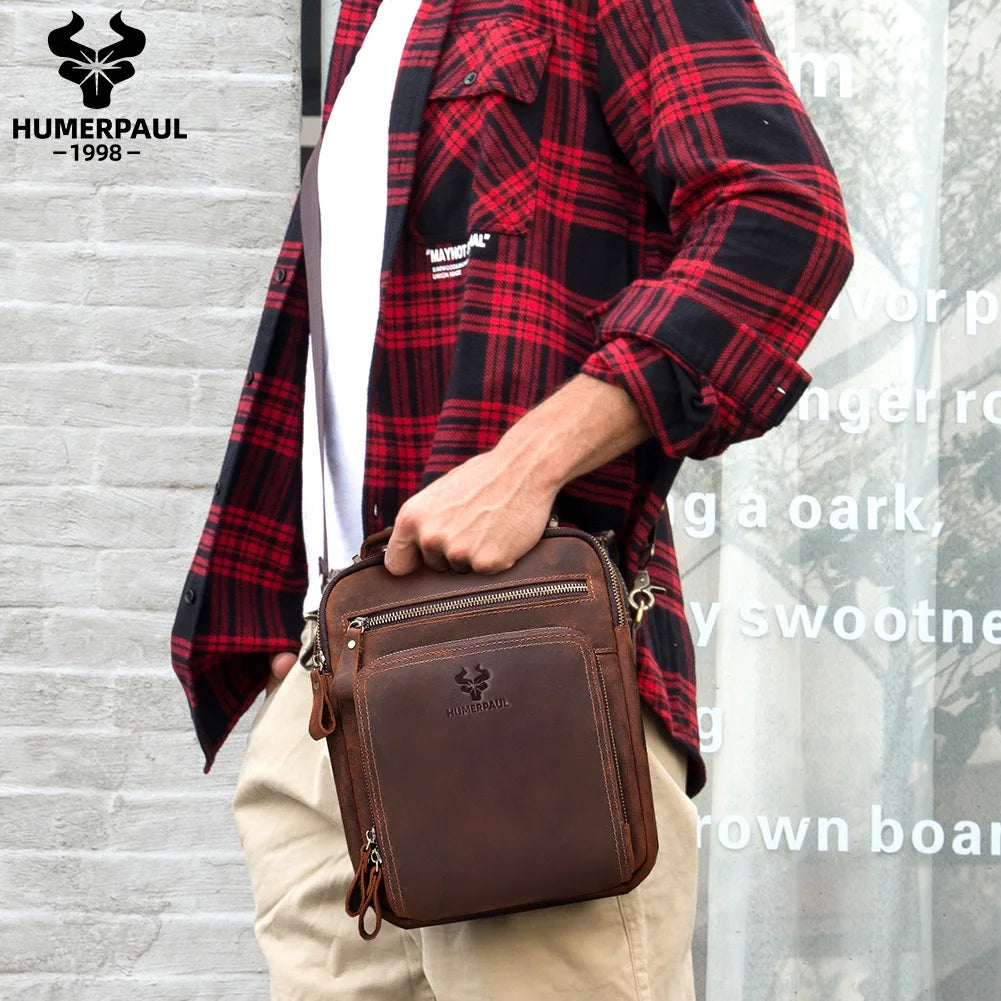 Genuine Leather Men's Vintage Shoulder Bag