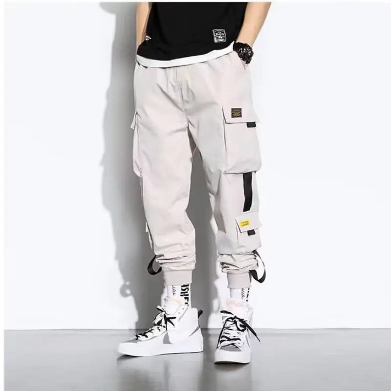Men's Elastic Waist Loose Fit Ankle-Length Cargos