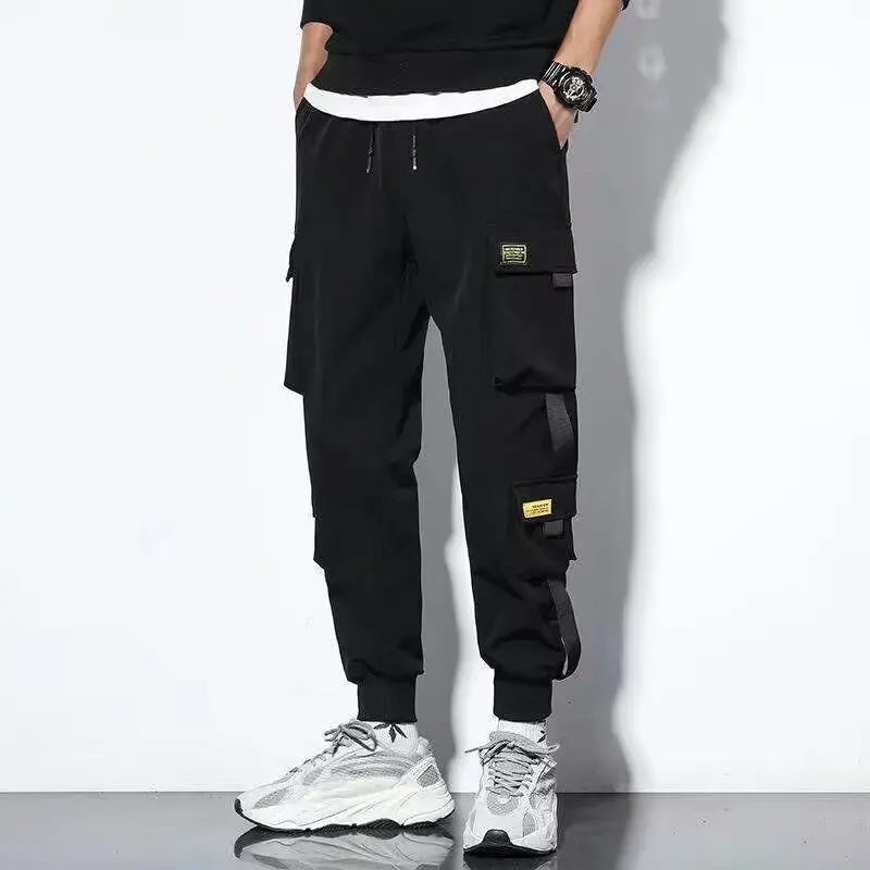 Men's Elastic Waist Loose Fit Ankle-Length Cargos