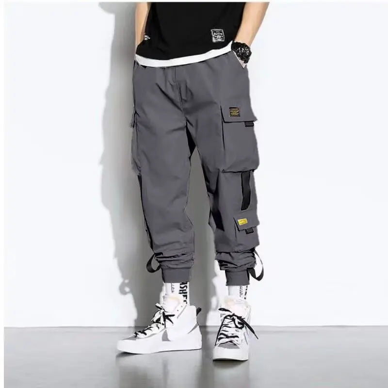 Men's Elastic Waist Loose Fit Ankle-Length Cargos