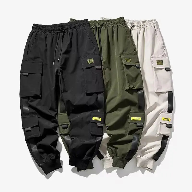 Men's Elastic Waist Loose Fit Ankle-Length Cargos