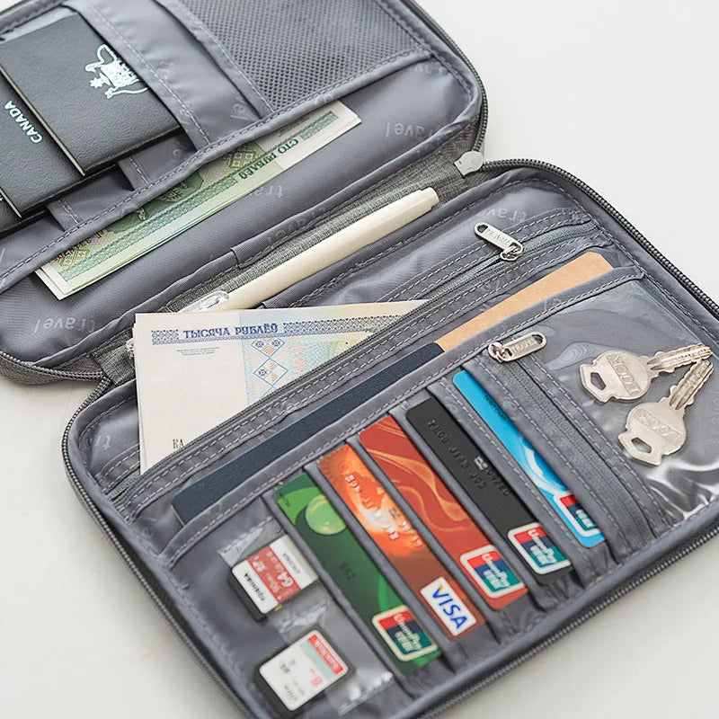 Travel Passport Holder Waterproof Multi-Pocket Wallet