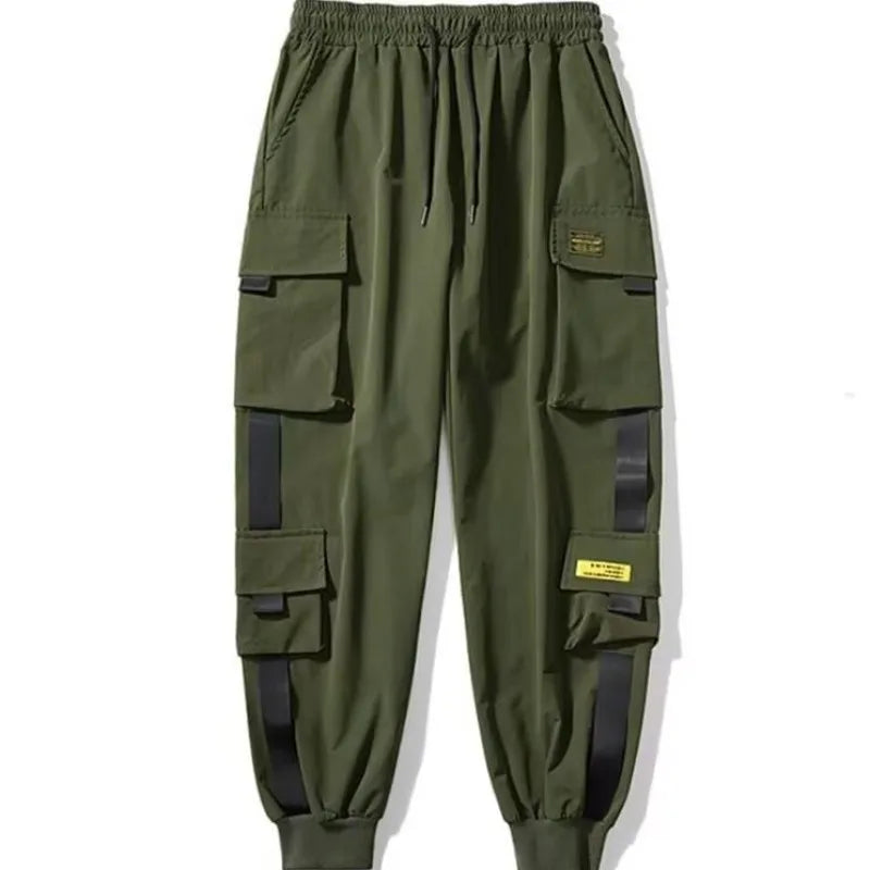 Men's Elastic Waist Loose Fit Ankle-Length Cargos