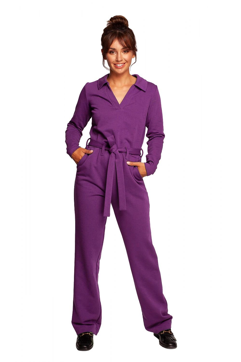 Collared V-Neckline Comfortable Chic Jumpsuit