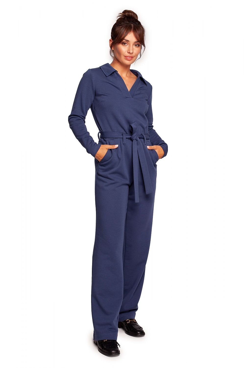 Collared V-Neckline Comfortable Chic Jumpsuit