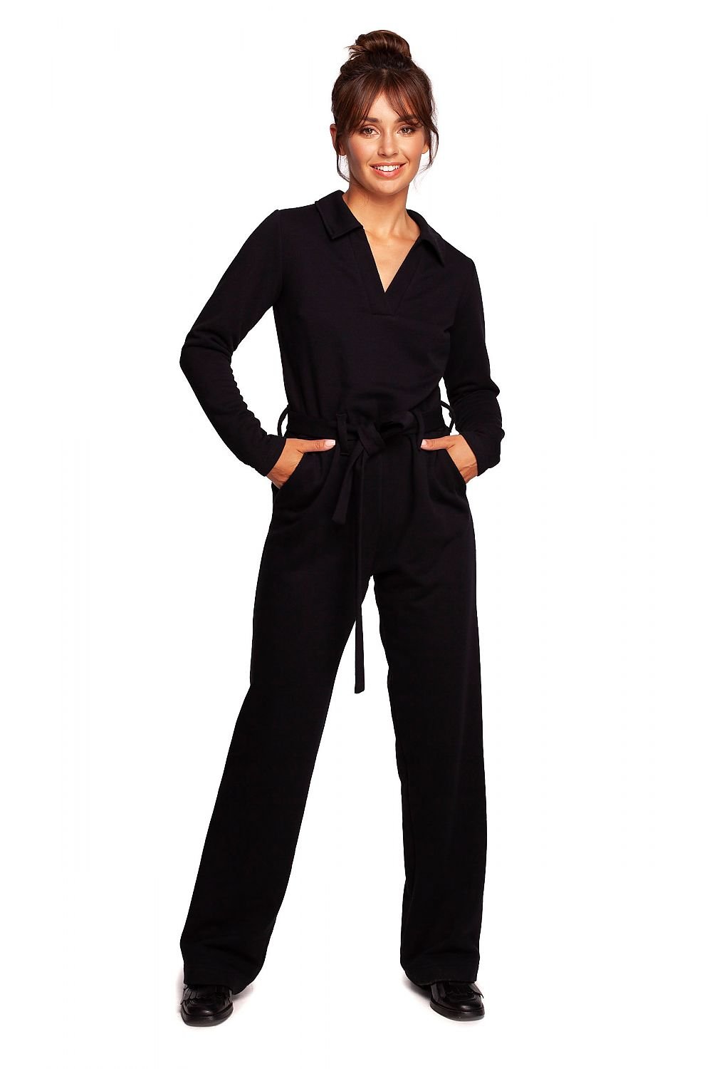 Collared V-Neckline Comfortable Chic Jumpsuit
