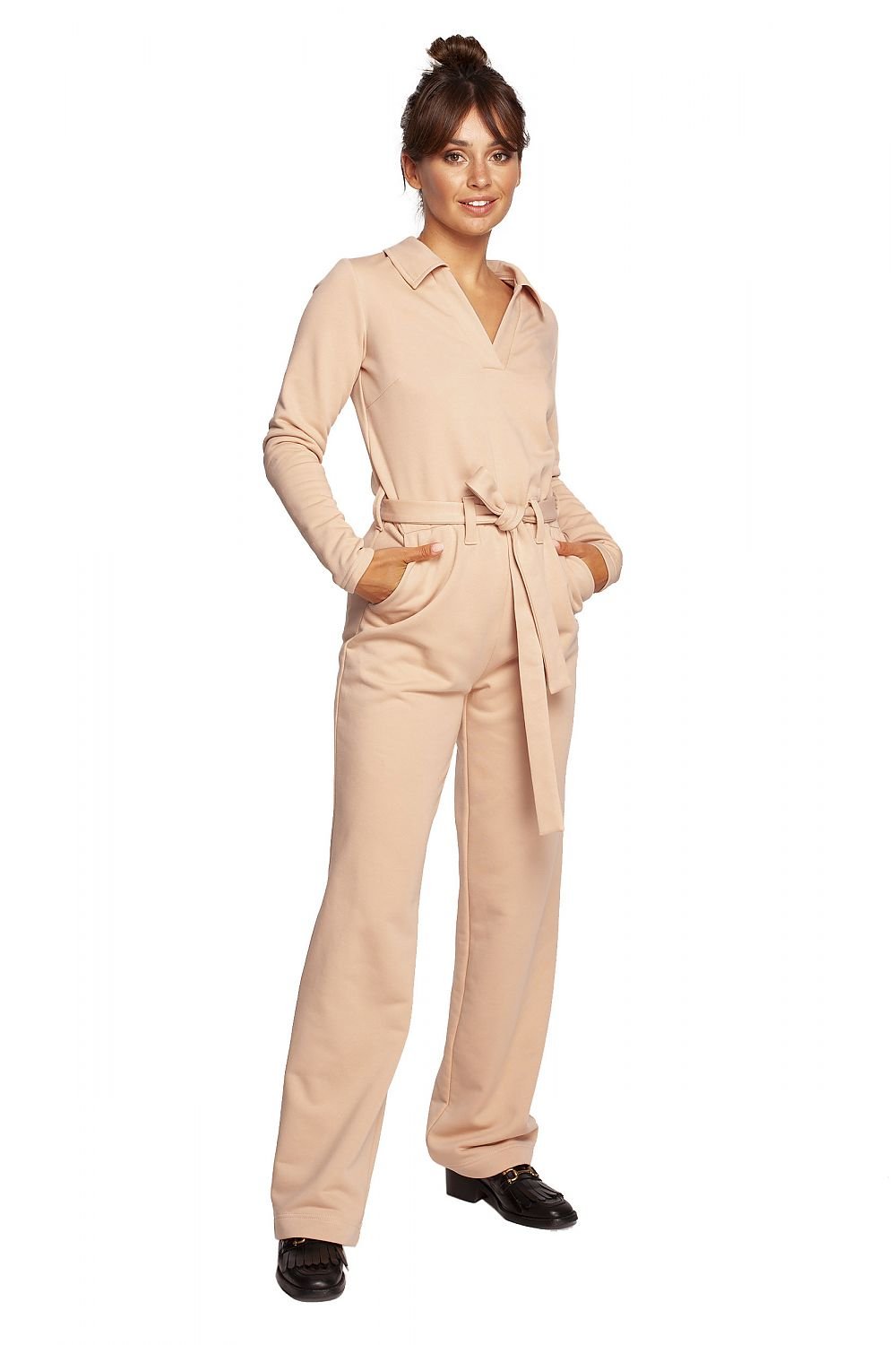 Collared V-Neckline Comfortable Chic Jumpsuit