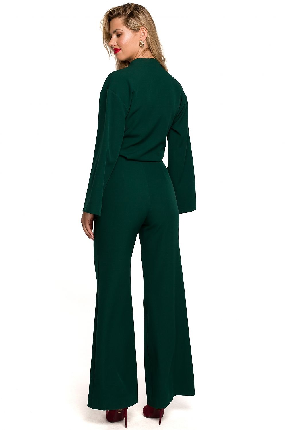 Flared Long Sleeve Wide-Leg Jumpsuit