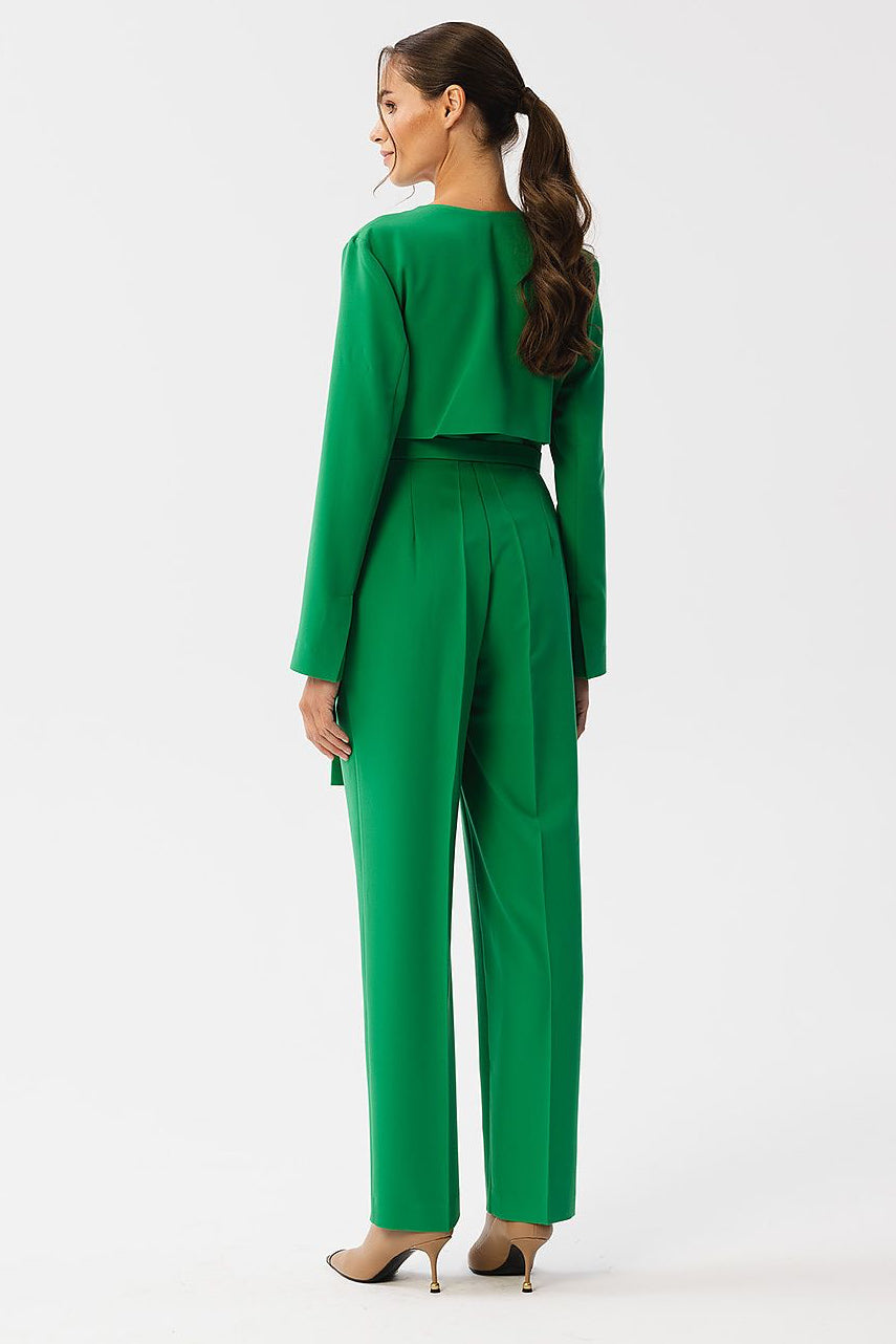Envelope Neckline Belted Jumpsuit