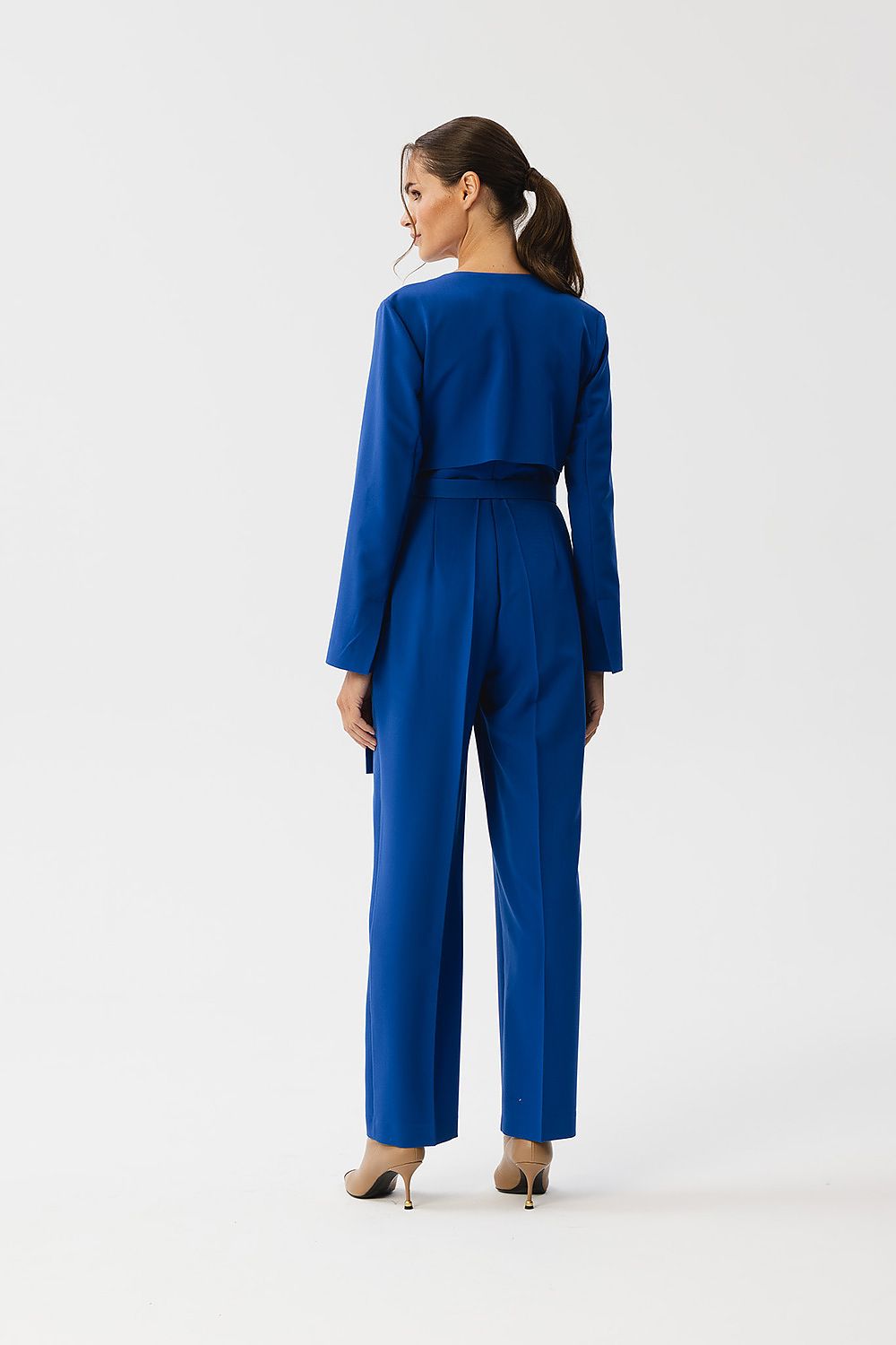 Envelope Neckline Belted Jumpsuit