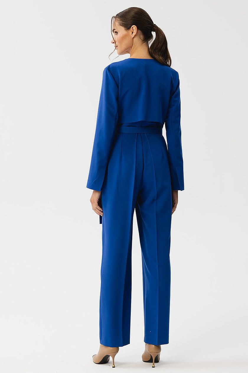 Envelope Neckline Belted Jumpsuit