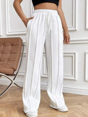 Rayon Blend Drawstring Wide Leg Pants