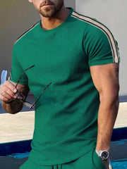 Men's Striped Shoulder Casual T-Shirt