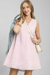 Umgee Sleeveless A-Line Stripe Mini Dress