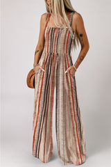 Smocked Bodice Wide Leg Jumpsuit