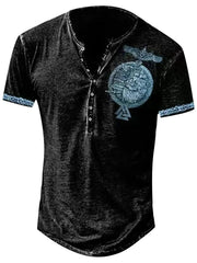 Men's Vintage Viking Graphic Henley T-Shirt