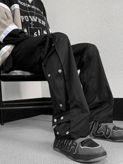 Men's Snap Button Decor Relaxed Fit Pants