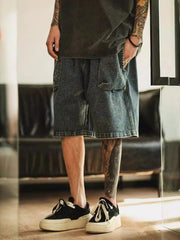 Men's Washed Relaxed Fit Denim Shorts
