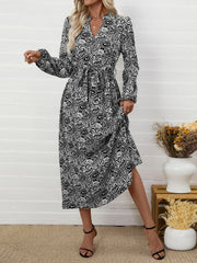 Paisley Print Long Sleeve Midi Dress