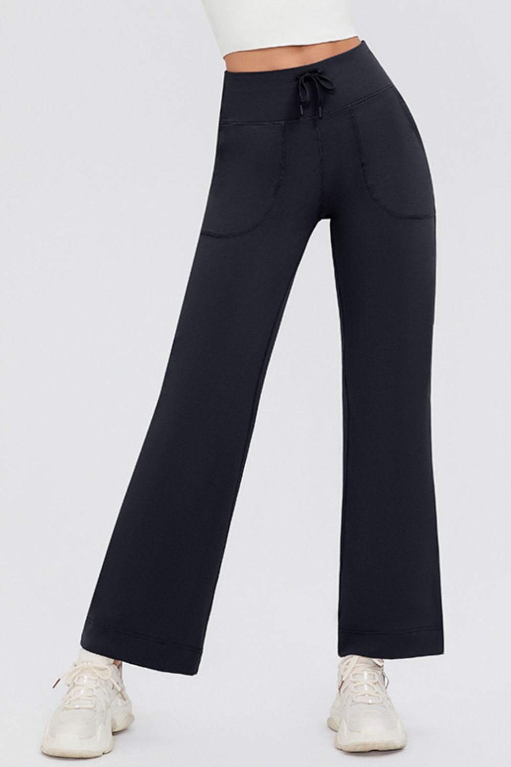 Drawstring High Waist Pants with Pockets