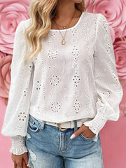 Eyelet Blouse with Elastic Cuffs