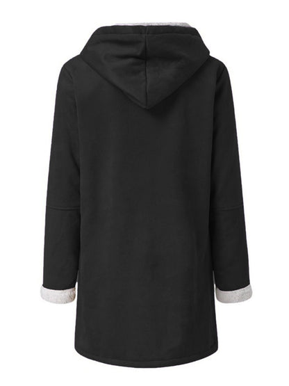 Pocketed Long Sleeve Hooded Toggle Jacket