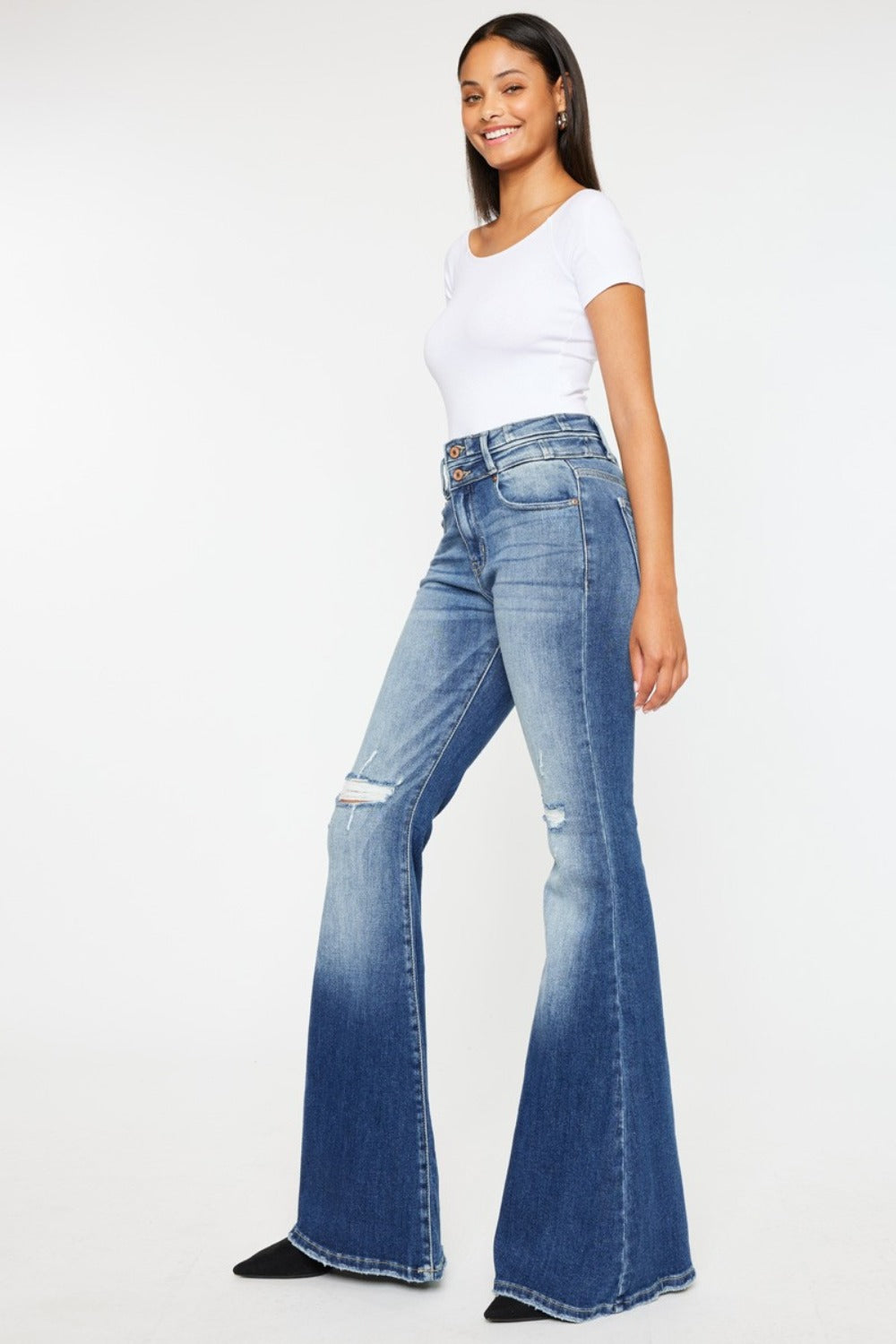 High Rise Wide Waistband Flare Jeans