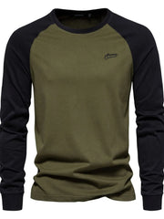 Men's Contrast Round Neck Raglan Sleeve T-Shirt