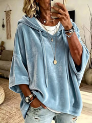 Velvet Loose Fit Hoodie with Drawstring