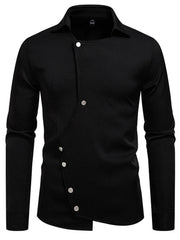 Men's Asymmetrical Button-Down Long Sleeve Shirt
