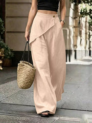 Asymmetrical Wrap Wide-Leg Pants
