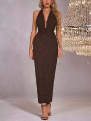 Halter Neck Bodycon Maxi Dress