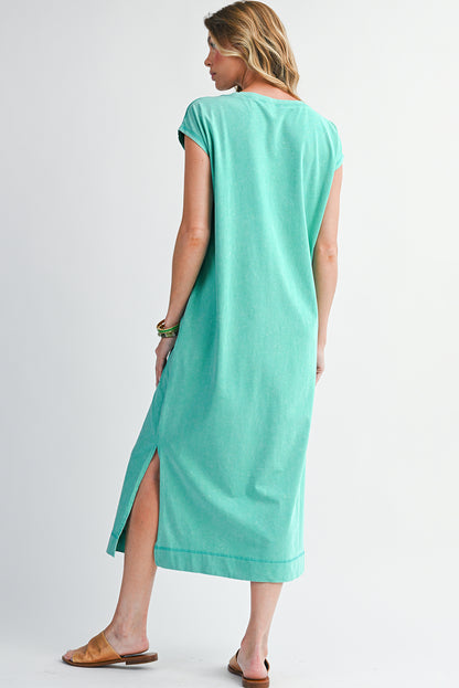 Mineral Wash Pocketed T-shirt Dress