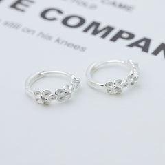 925 Sterling Silver Flower Hoop Earrings