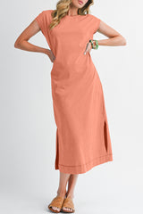 Mineral Wash Pocketed T-shirt Dress