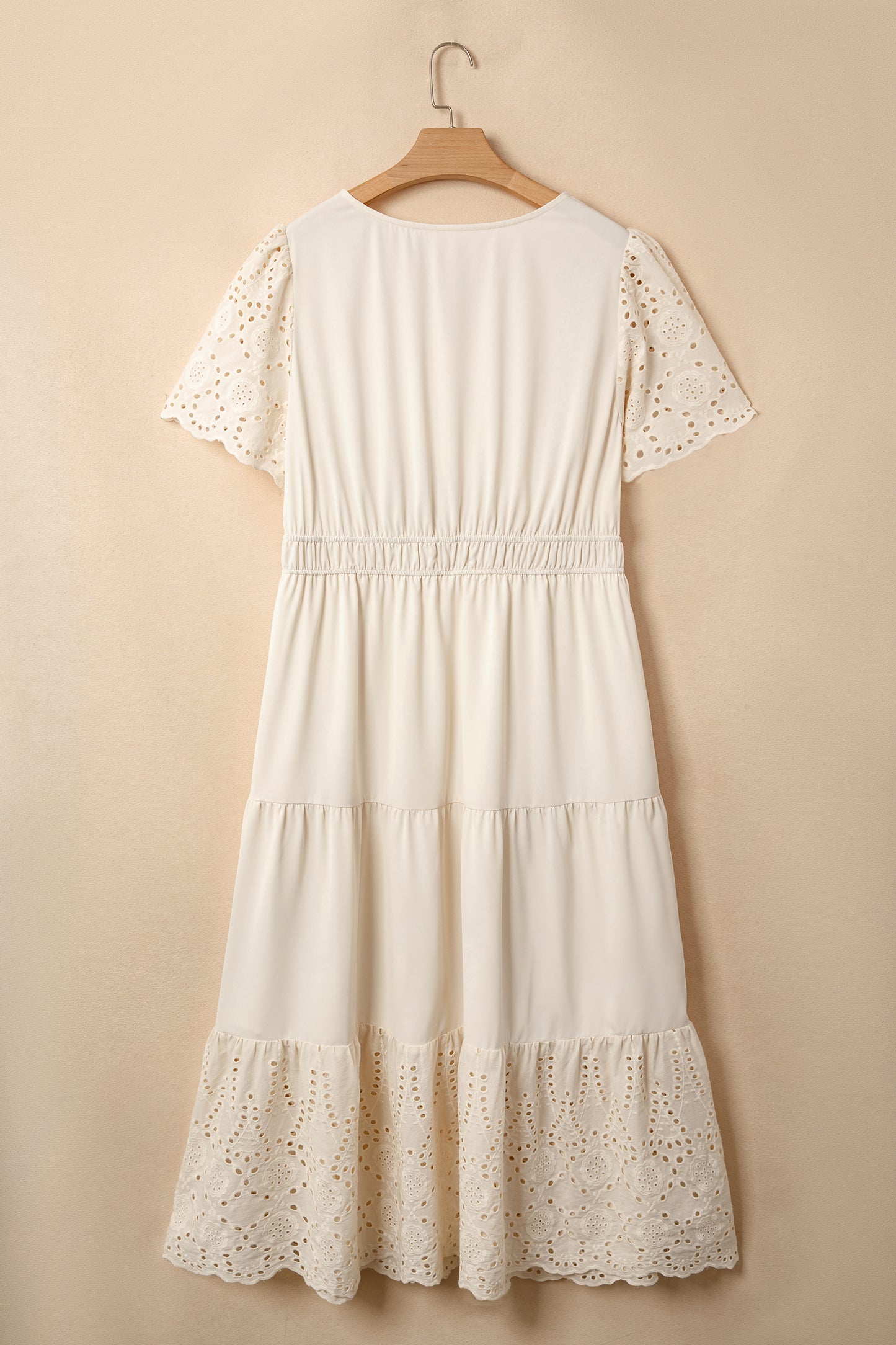 Plus Size Lace Embroidery Short Sleeve Maxi Dress