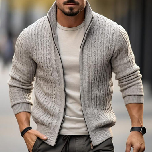 Men's Casual Collared Cardigan Sweater