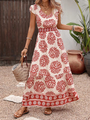 V-Neck Cap Sleeve Dress
