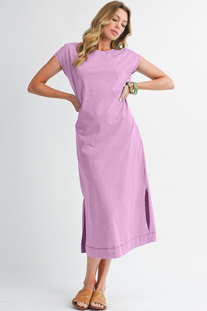 Mineral Wash Pocketed T-shirt Dress