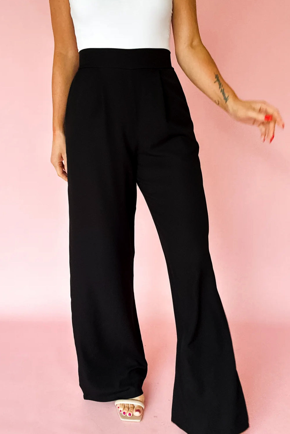 Pleated Detail Pull On Pants