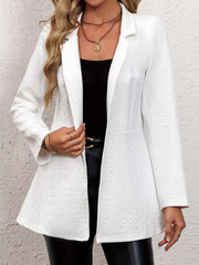 Textured Open Front Slim Fit Blazer