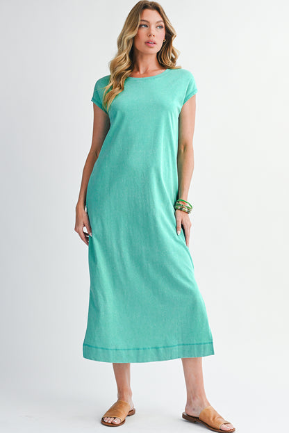 Mineral Wash Pocketed T-shirt Dress